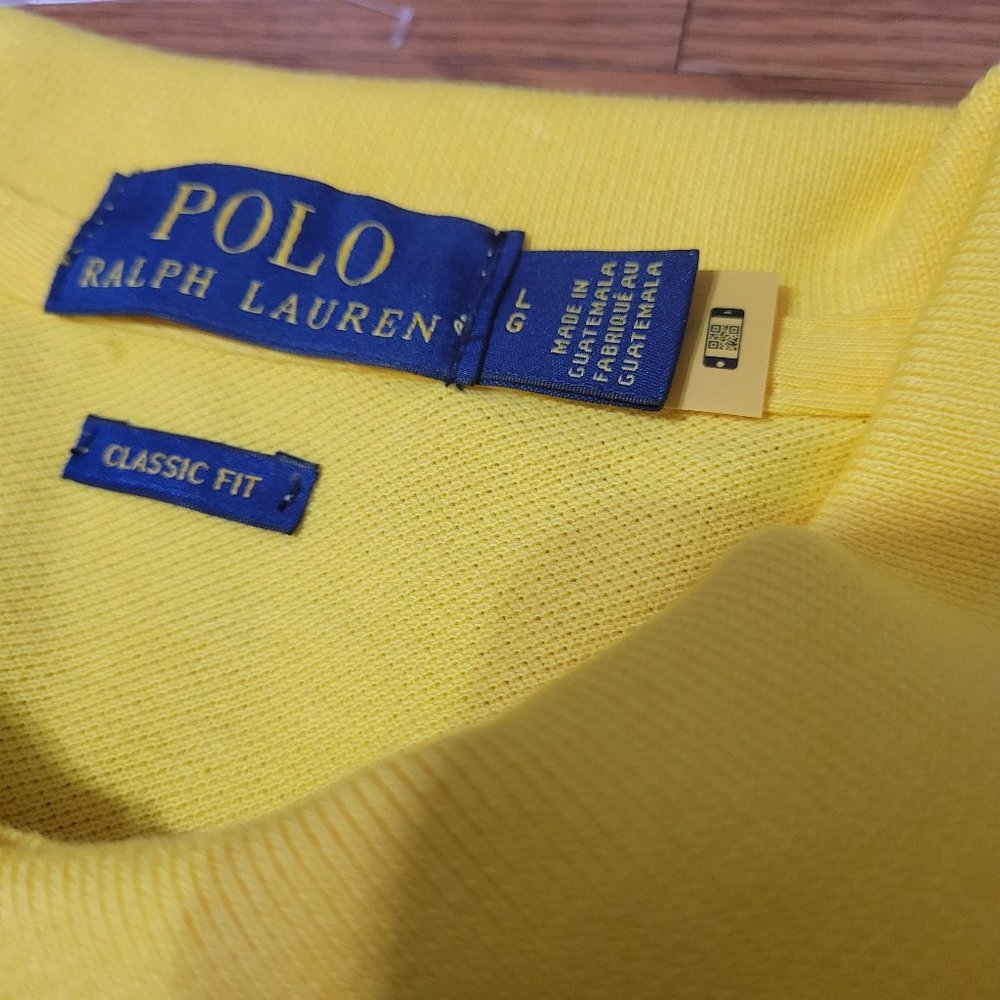 Polo Ralph Lauren Iconic Mesh Shirt Yellow Bright Blue Large Golf Classic Fit - Picture 5 of 11